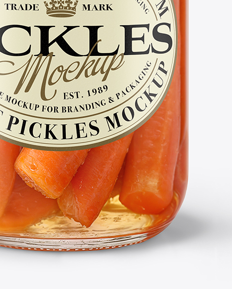 Glass Jar with Pickled Carrots Mockup