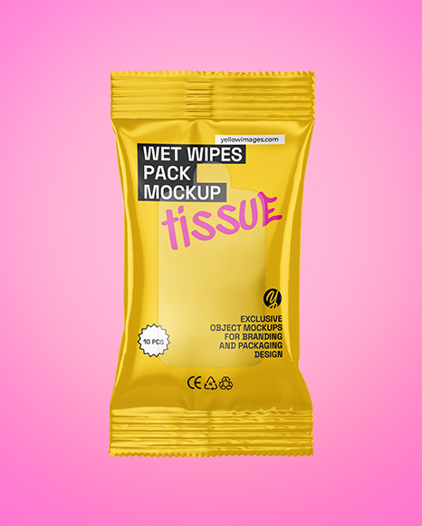 Glossy Wet Wipes Pack Mockup