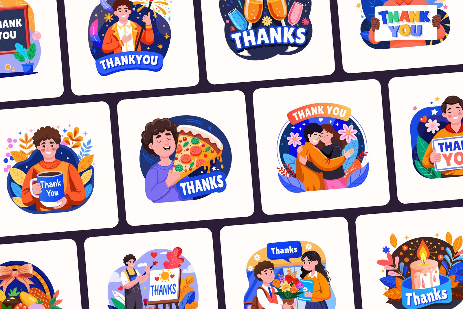 Thank You Illustration Set