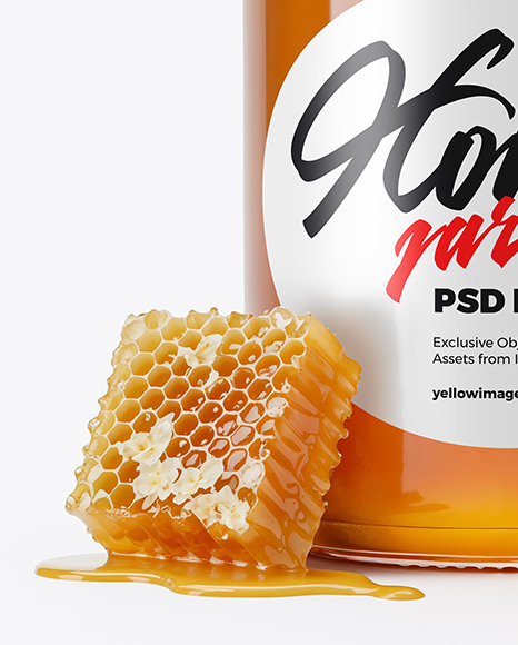 Glass Jar with Acacia Honey Mockup
