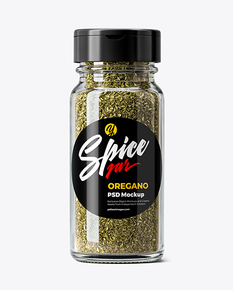 Glass Spice Jar with Oregano Mockup - Seasoning mockup