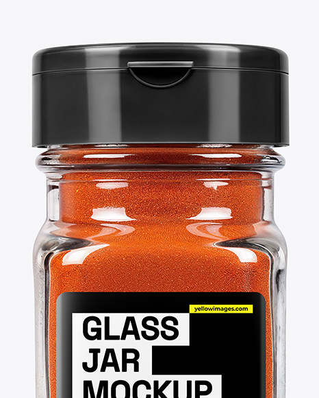 Square Glass Jar with Sweet Paprika Mockup