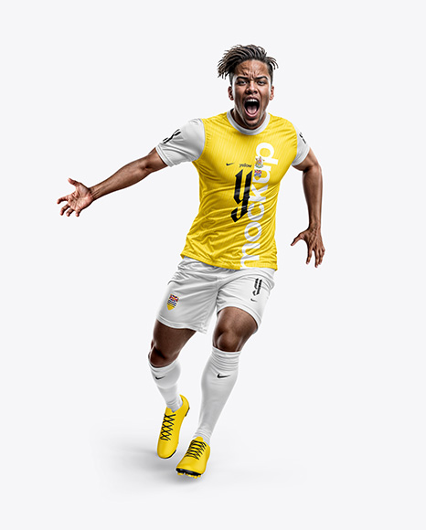 Soccer Player Wearing a Full Kit Mockup - Soccer+Jersey+and+Football+Kit+Presentation+Mockup+...