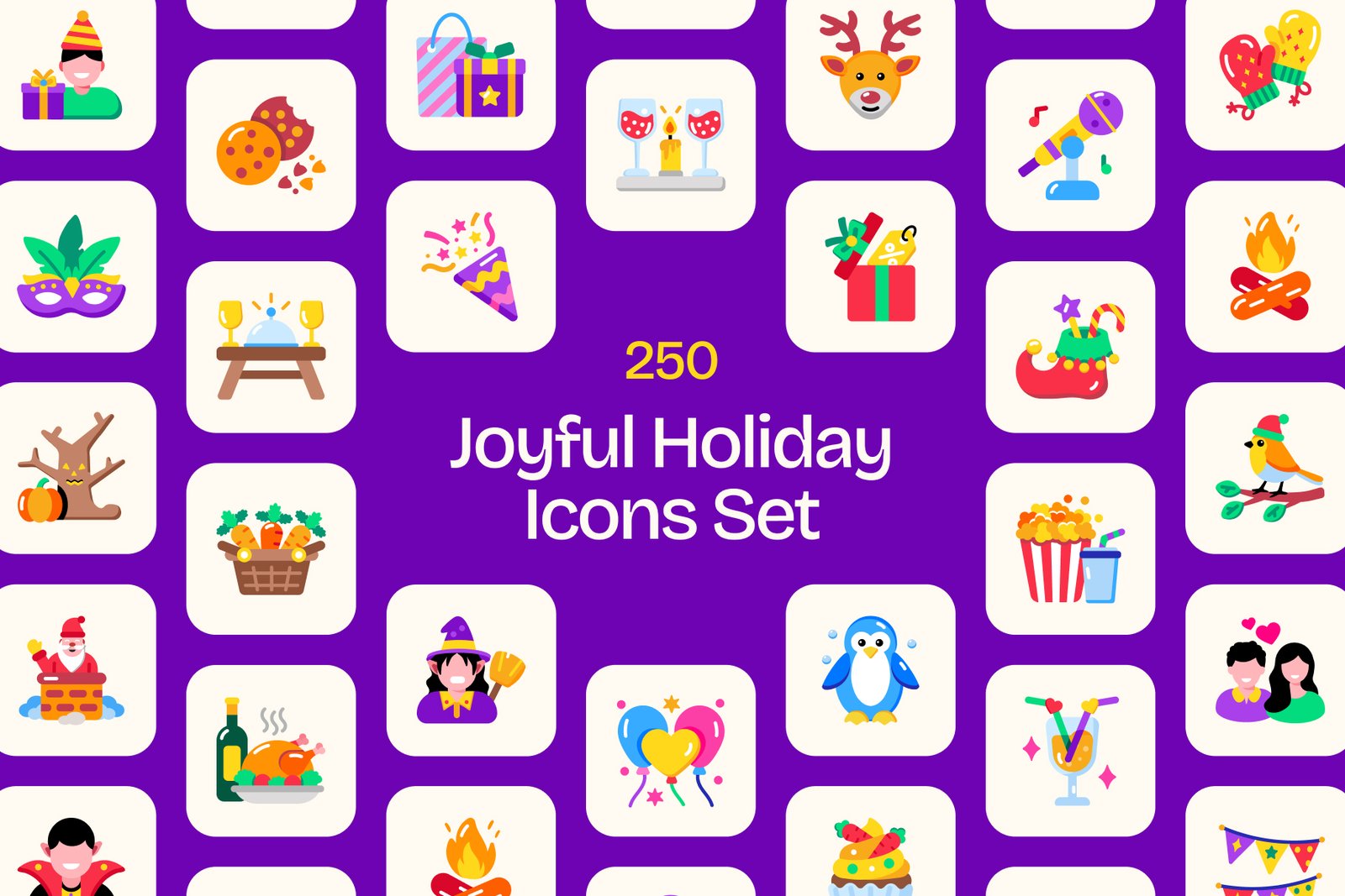 Joyful Holiday Icon Set