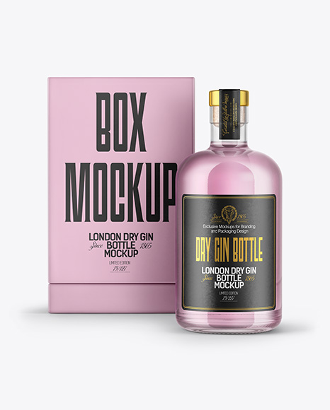 Gin Bottle with Box Mockup