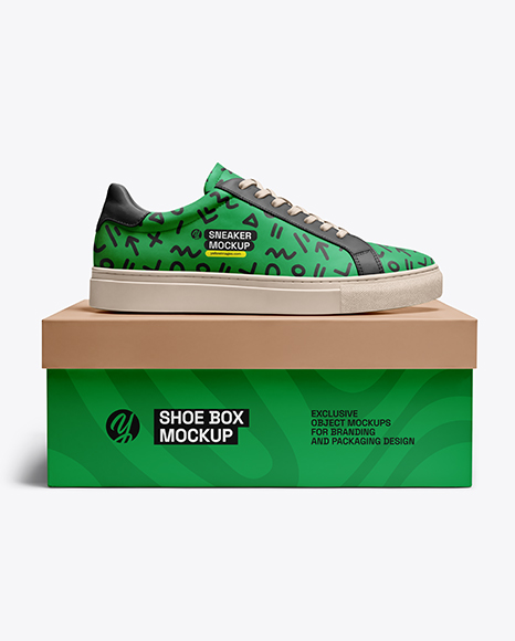 Single Sneaker on Shoe Box Mockup - Sports shoes mockup
