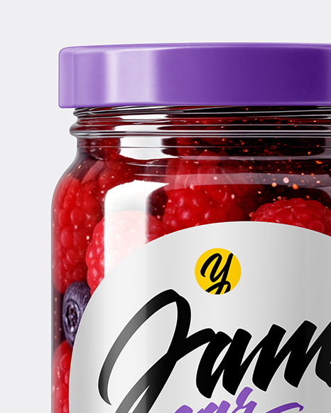 Glass Jar with Mixed Berries Preserves Mockup