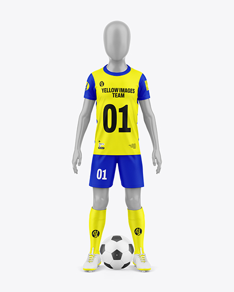 Kids Soccer Kit w/ Mannequin Mockup - Front View