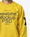 Bearded Man Wearing Raglan Sweatshirt and Jeans Mockup
