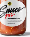 Clear Glass Jar with Salsa Sauce Mockup