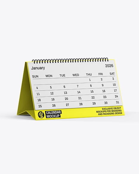 Desk Tent Calendar Mockup – Half Side View