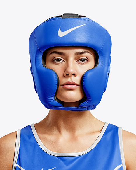 Woman Wearing Boxing Kit with Jersey and Shorts Mockup