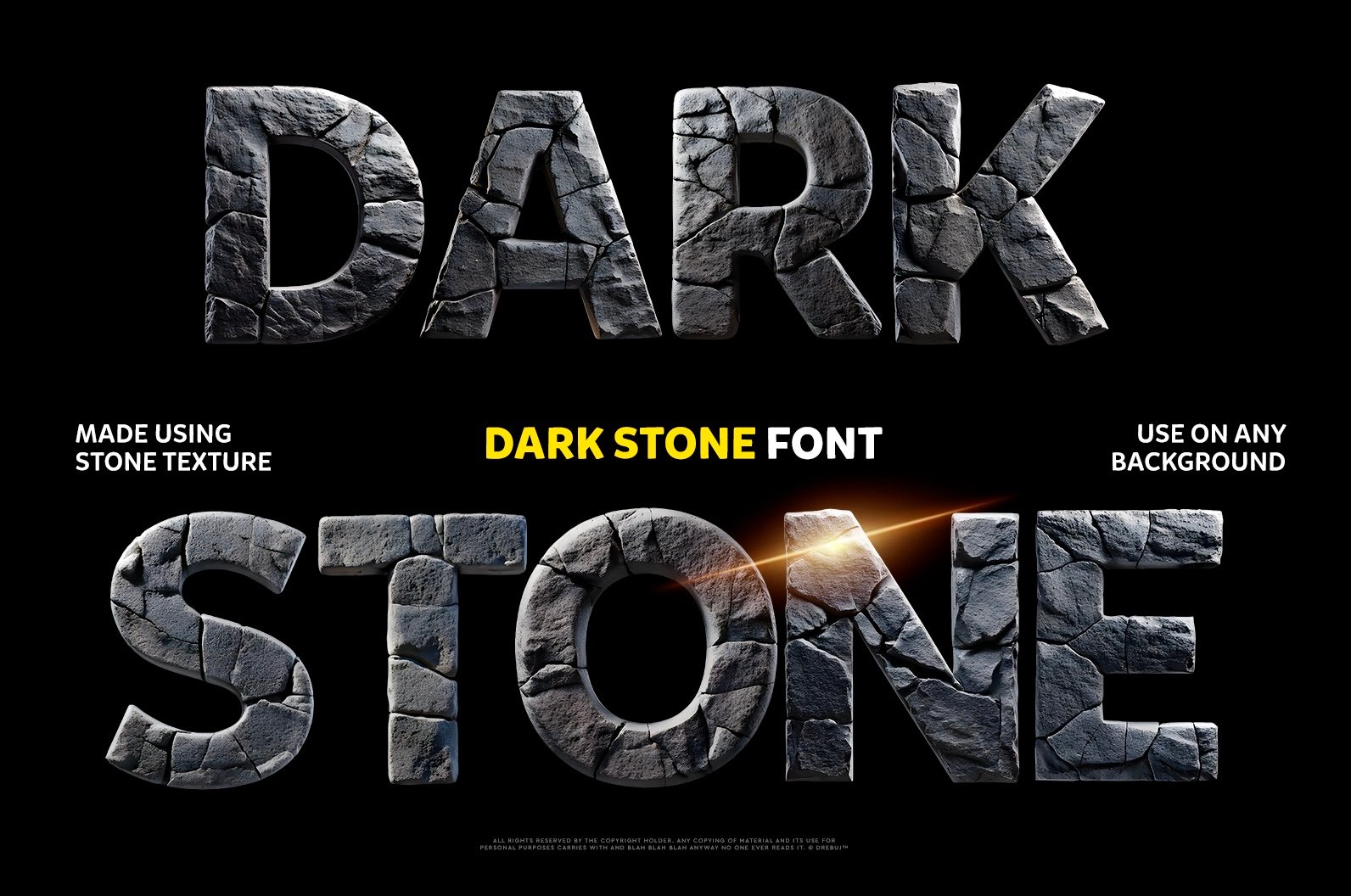 Dark Stone Font: Geometric 3D Alphabet PNG
