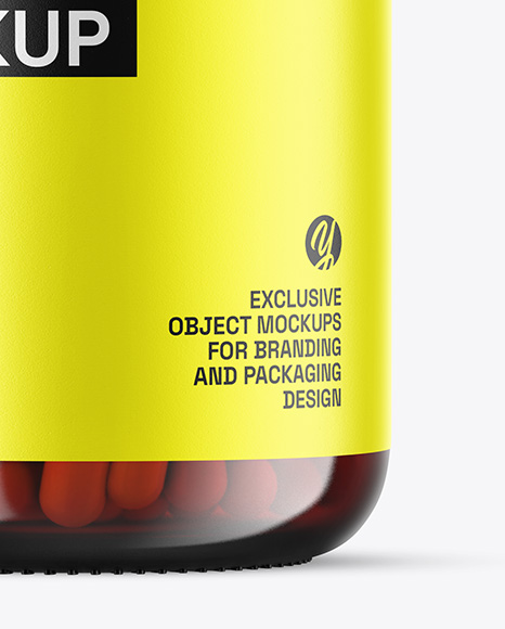 Orange Glass Pills Jar Mockup