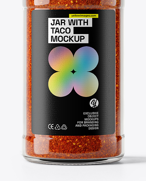 Clear Glass Jar with Taco Seasoning Mockup