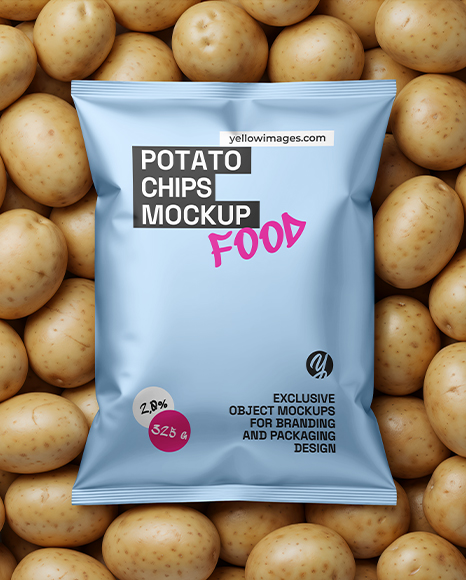 Metallic Chips Pack on Patatoes Mockup