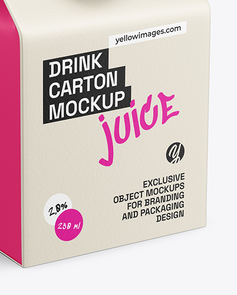 Matte Drink Carton Box Mockup - Half Side view