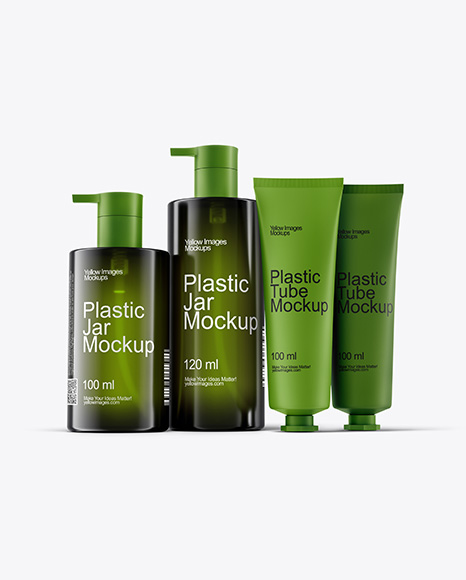Amber Bottles with Tubes Mockup