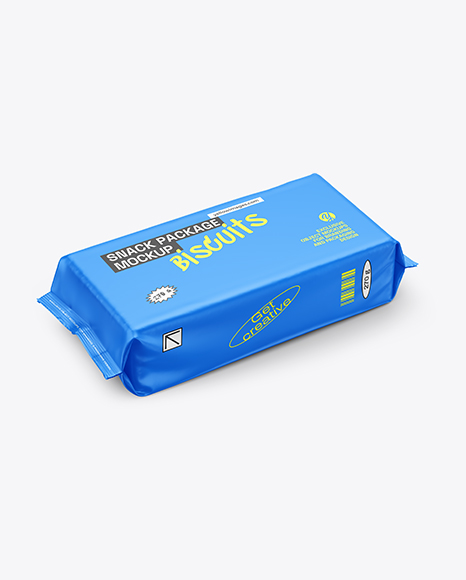 Matte Snack Pack Mockup - Half Side View - Cookie packaging mockup