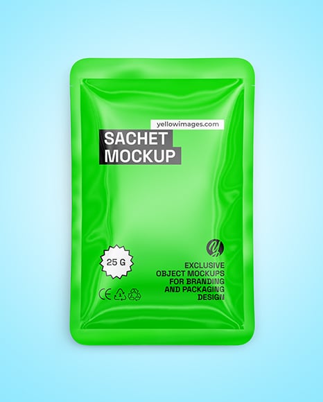 Glossy Sachet Mockup