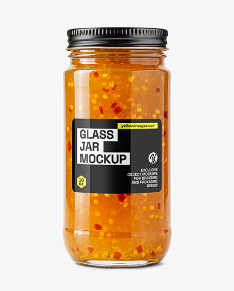 Glass Jar with Hot Pepper Jelly Mockup