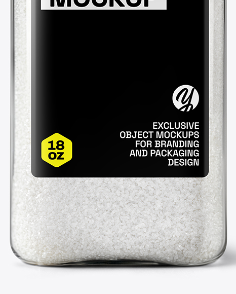 Square Plastic Jar with Fine Salt Mockup