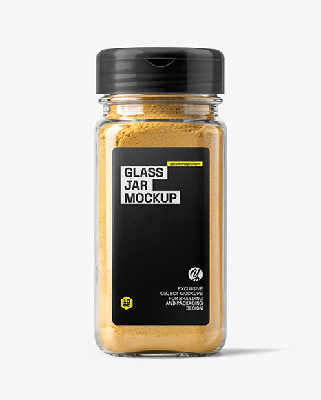 Square Glass Jar with Ground Ginger Mockup - Realistic mockups
