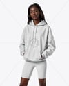 Afro-American Woman Wearing Hoodie and Cycling Shorts Mockup