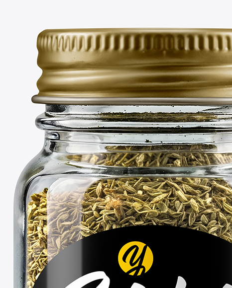 Clear Glass Jar with Oregano Mockup