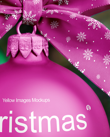 Metallic Christmas Ball with Bow Mockup