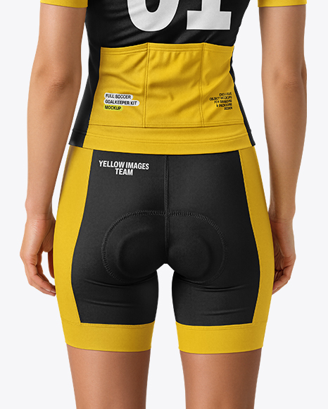 Woman Wearing Cycling Jersey and Bib Shorts Mockup
