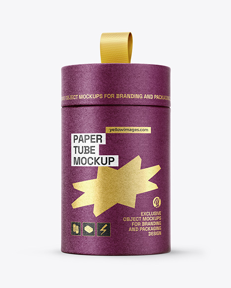 Kraft Paper Tube with Pull Tab Mockup