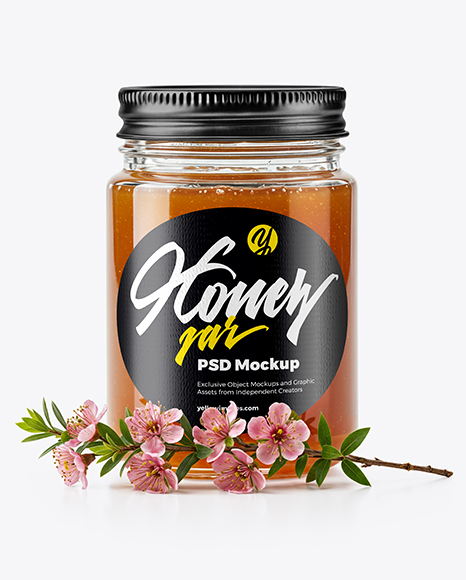 Glass Jar with Manuka Honey Mockup
