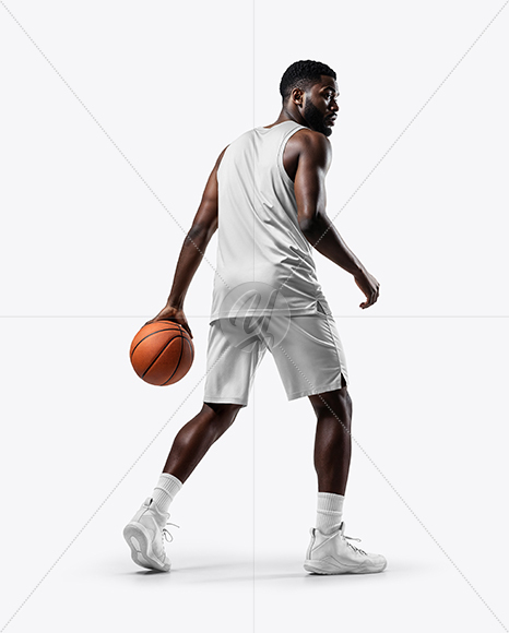 Black Man Wearing Full Basketball Kit Mockup