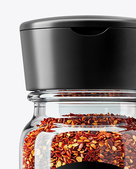 Spice Glass Jar with Chili Pepper Flakes Mockup