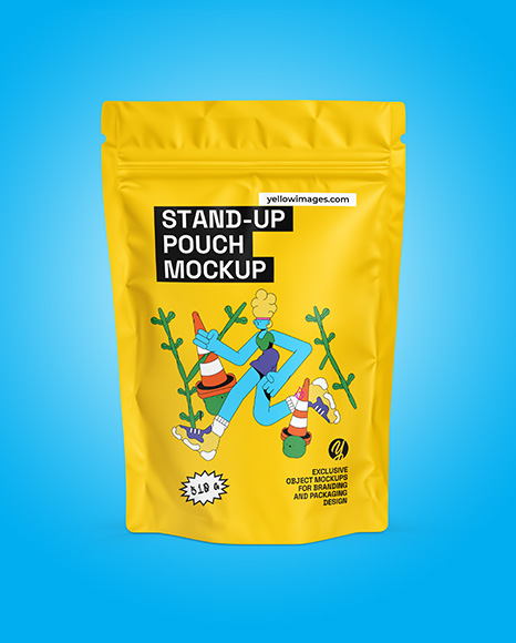 Matte Plastic Stand-up Pouch with Powder Scoop Mockup