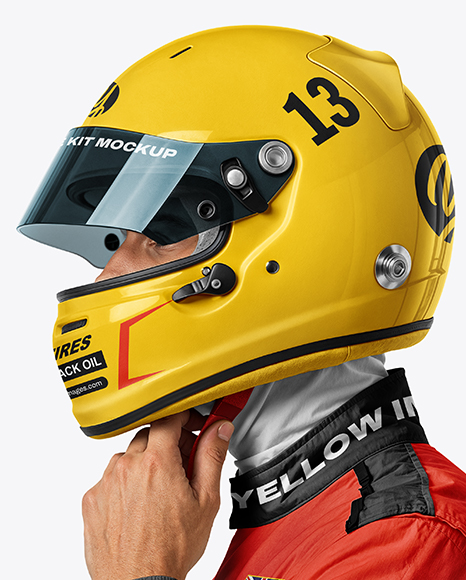 Man Wearing Racing Kit Mockup