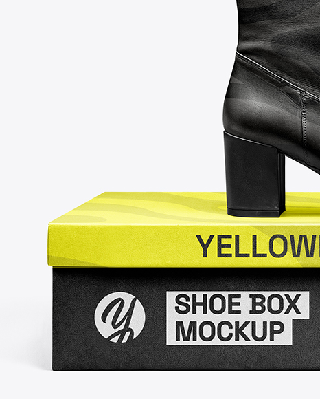 Women's High-Knee Boot on Shoe Box Mockup