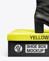 Women's High-Knee Boot on Shoe Box Mockup