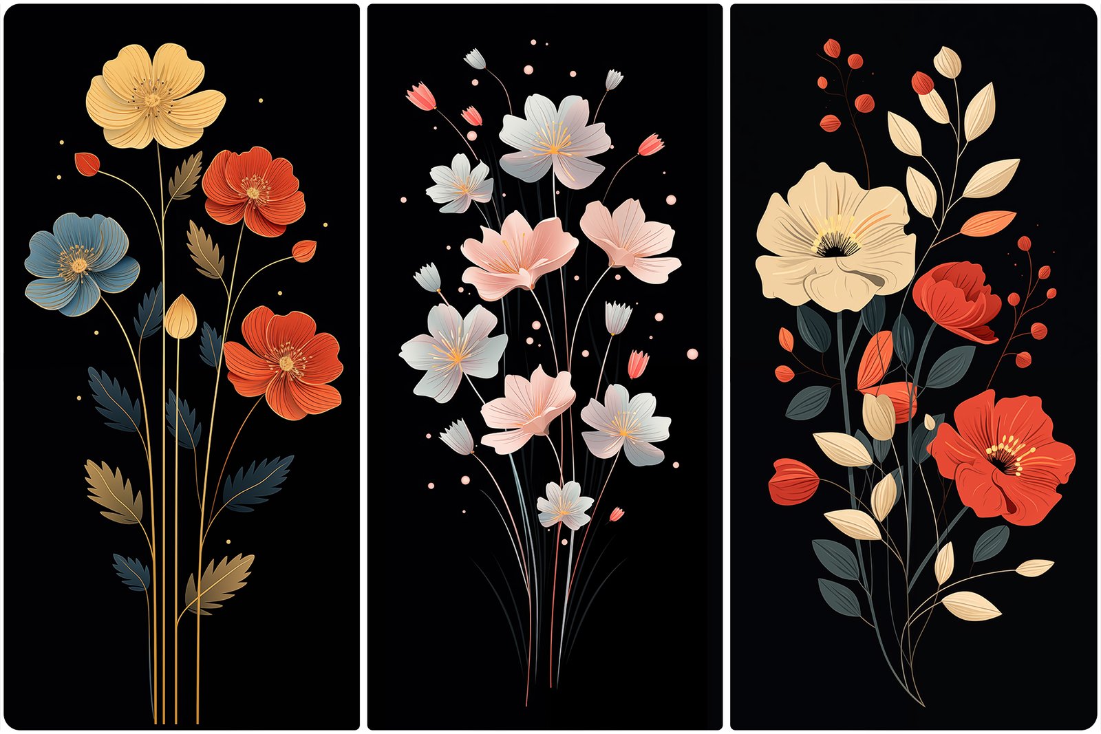 120 Flowers Poster Illustration Backgrounds