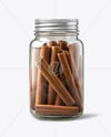 Glass Jar with Cinnamon Sticks Mockup