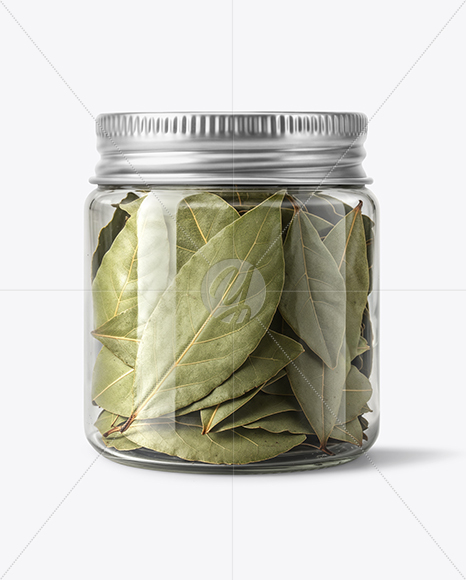 Plastic Jar with Bay Leaves Mockup