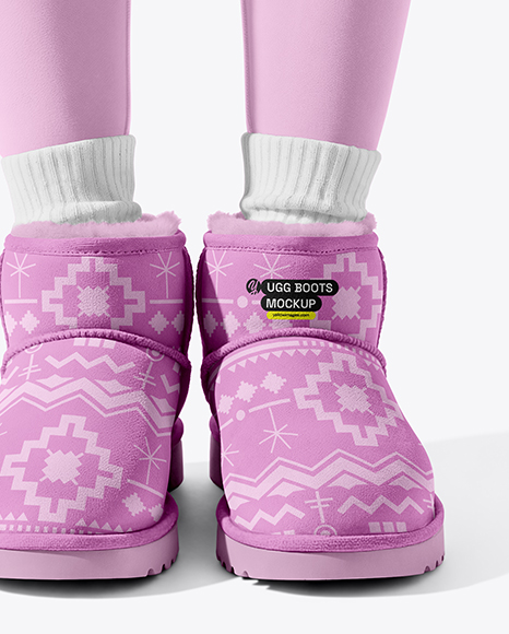 Pair of UGG Boots on Woman's Legs with Leggings Mockup