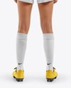 Female Soccer Player Wearing Jersey and Shorts Mockup