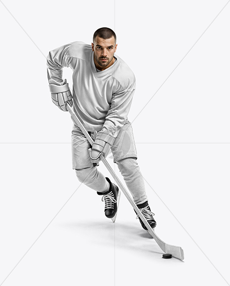 Man Wearing Full Ice Hockey Kit Mockup