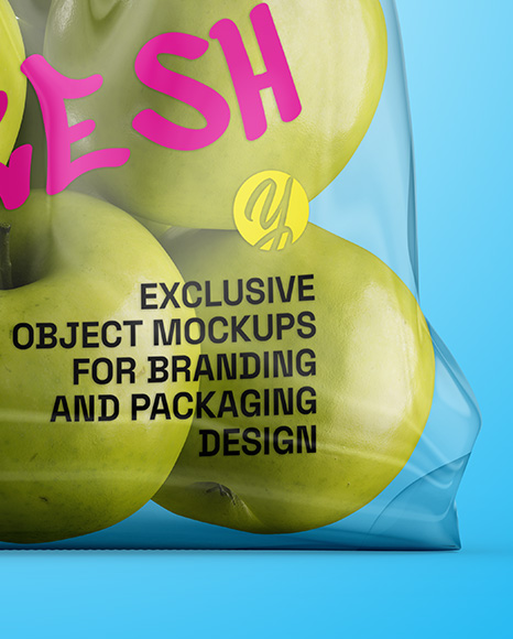 Plastic Bag With Apples Mockup