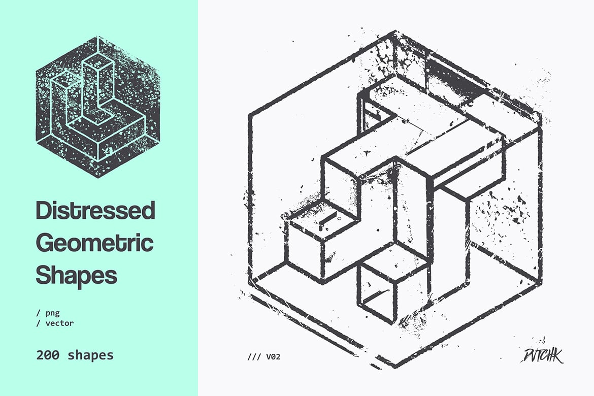 Distressed Geometric Shapes | V02