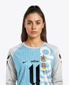 Female Goalkeeper Wearing Long Sleeve Soccer Jersey Mockup