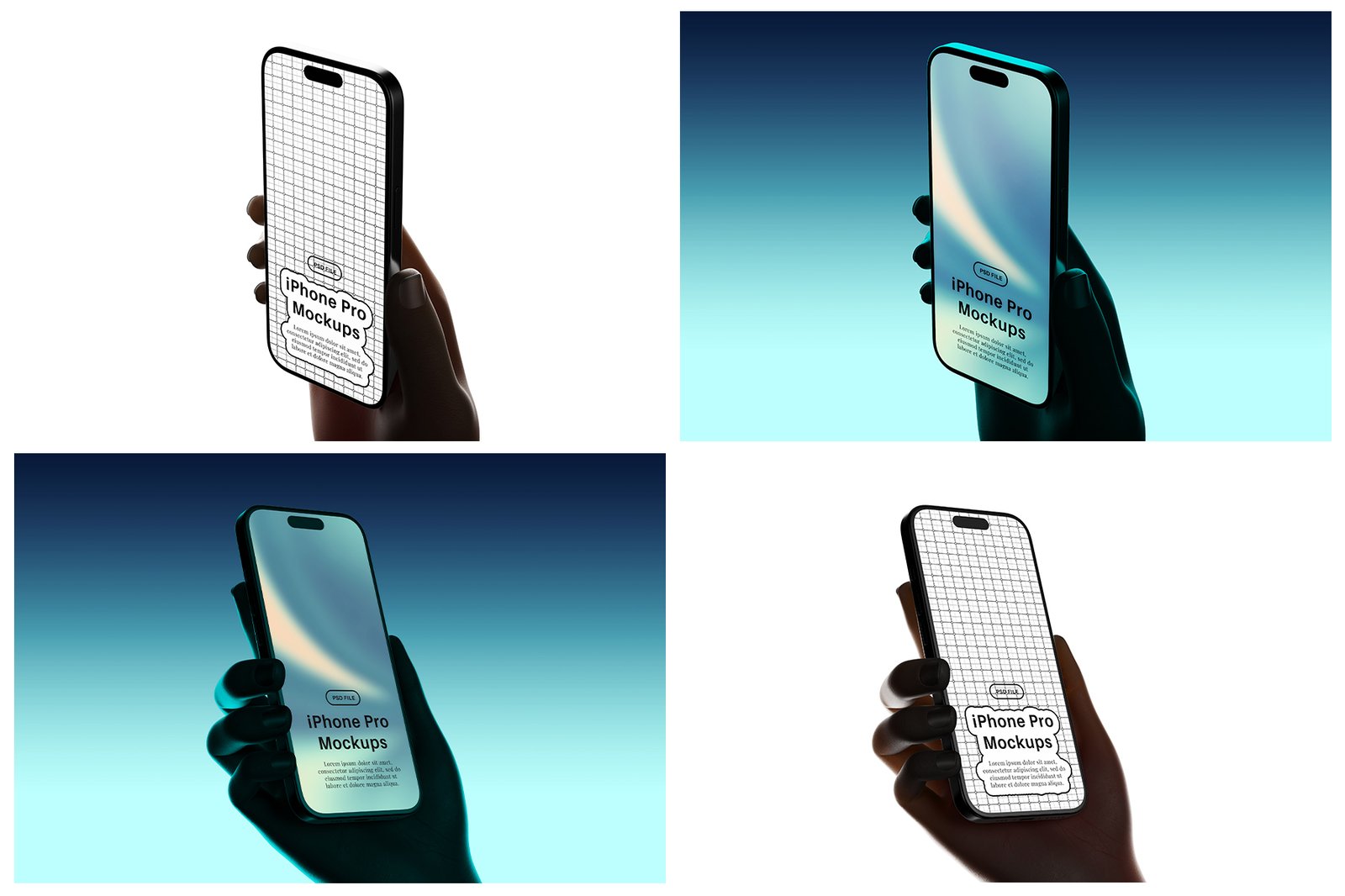 iPhone Pro with Hand Holding Backlight Mockups