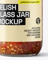 Clear Glass Jar with Sweet Relish Sauce Mockup